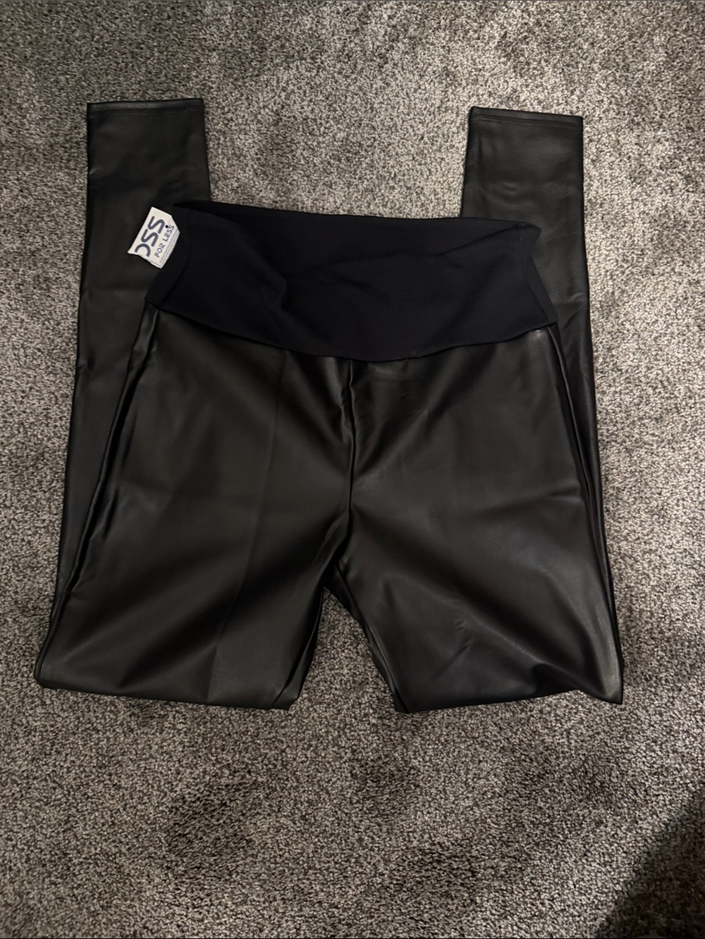 Assets By Spanx Black Faux Leather-Look Leggings